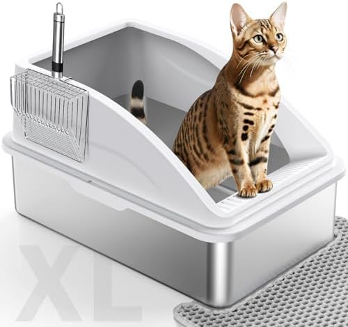 Extra large metal cat litter box with high sides