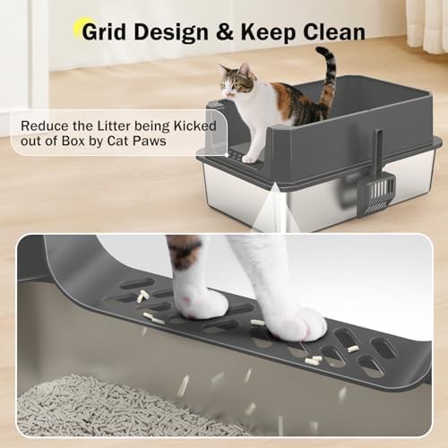 Stainless steel litter box with lid and scoop — photo 3