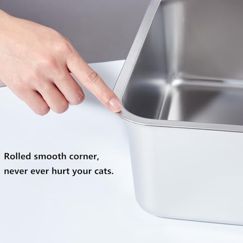 Stainless steel medium to large litter box pair — photo 4