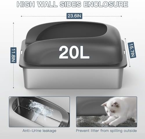 Extra large stainless steel litter box with lid — photo 4