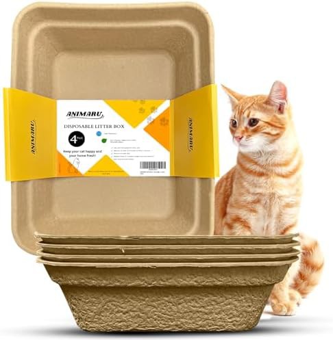Waterproof Brown Cardboard Litter Boxes 4-Pack