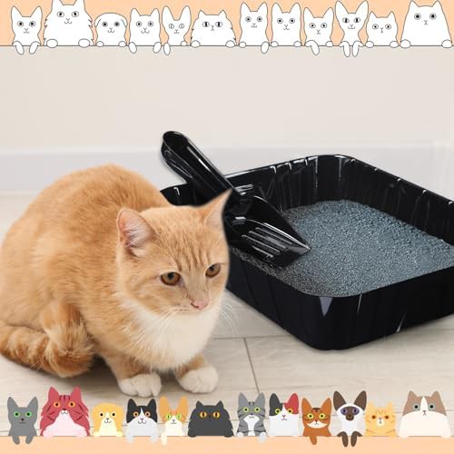 Black disposable litter boxes with scoop — photo 4