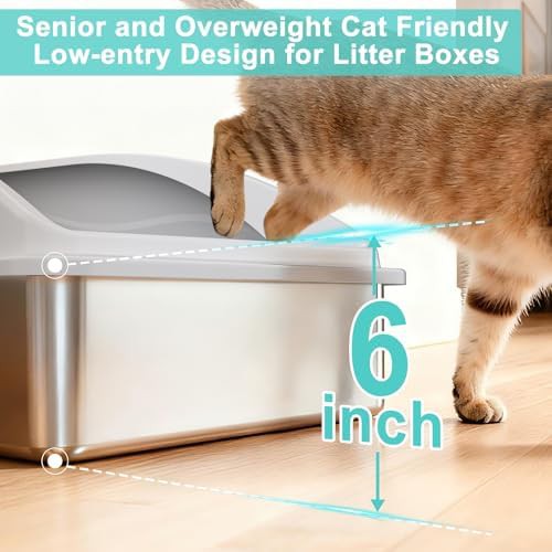 XL enclosed stainless steel litter box silver gray — photo 3