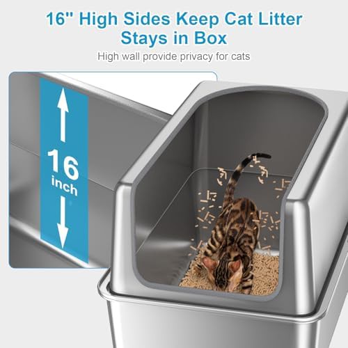 High wall stainless steel extra large litter box — photo 5