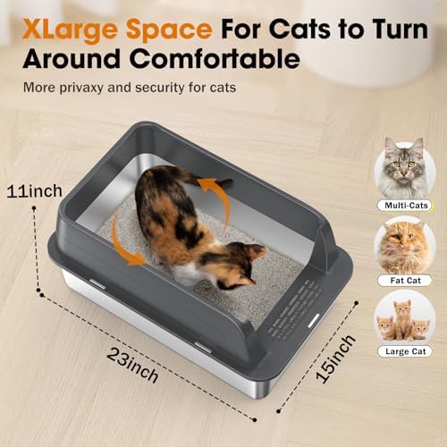 Extra large 2-pack stainless steel litter box with lid — photo 3