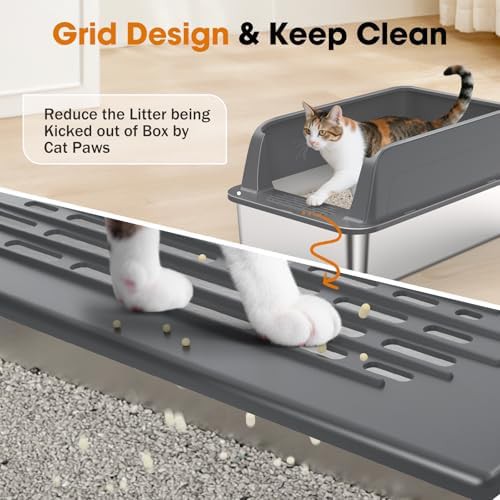 Extra large 2-pack stainless steel litter box with lid — photo 4