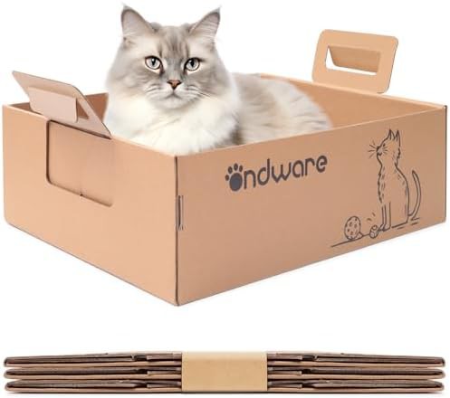 Foldable travel cardboard cat litter boxes