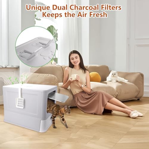 Enclosed stainless steel cat litter box — photo 5