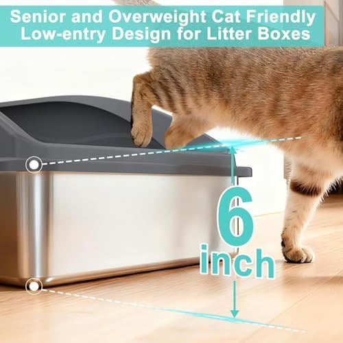 XL enclosed stainless steel litter box dark gray — photo 4