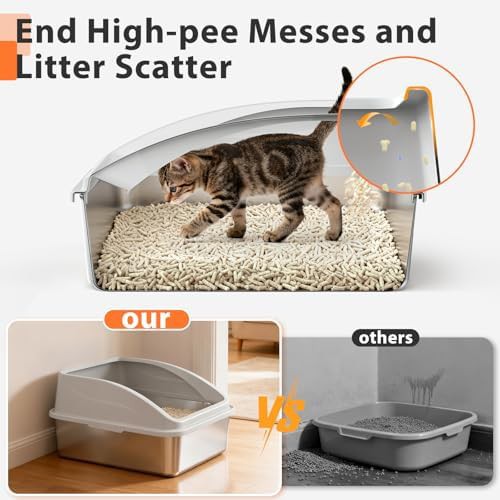 XL enclosed stainless steel litter box ivory white — photo 3